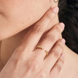 Ania Haie Gold Orb Roze quartz adjustable ring